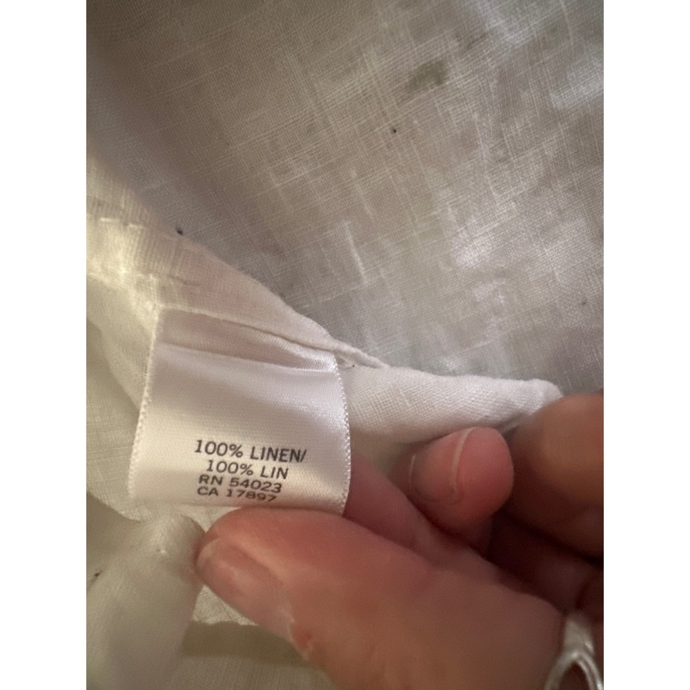 Banana Republic Linen Shirt Button Up Short Sleeve Pockets Men's Large White - Picture 4 of 8